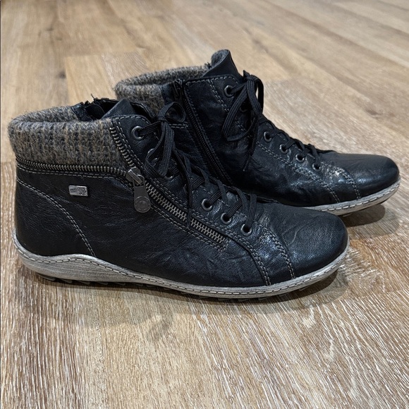 REMONTE SIZE 41 LIV 73 BLACK/GRAPHIT LEATHER BOOT (WOMEN'S) - Picture 1 of 8